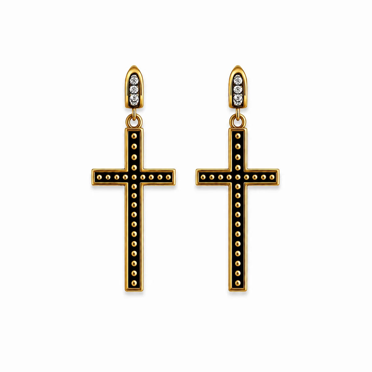 Peace & Love Black Cross Earrings