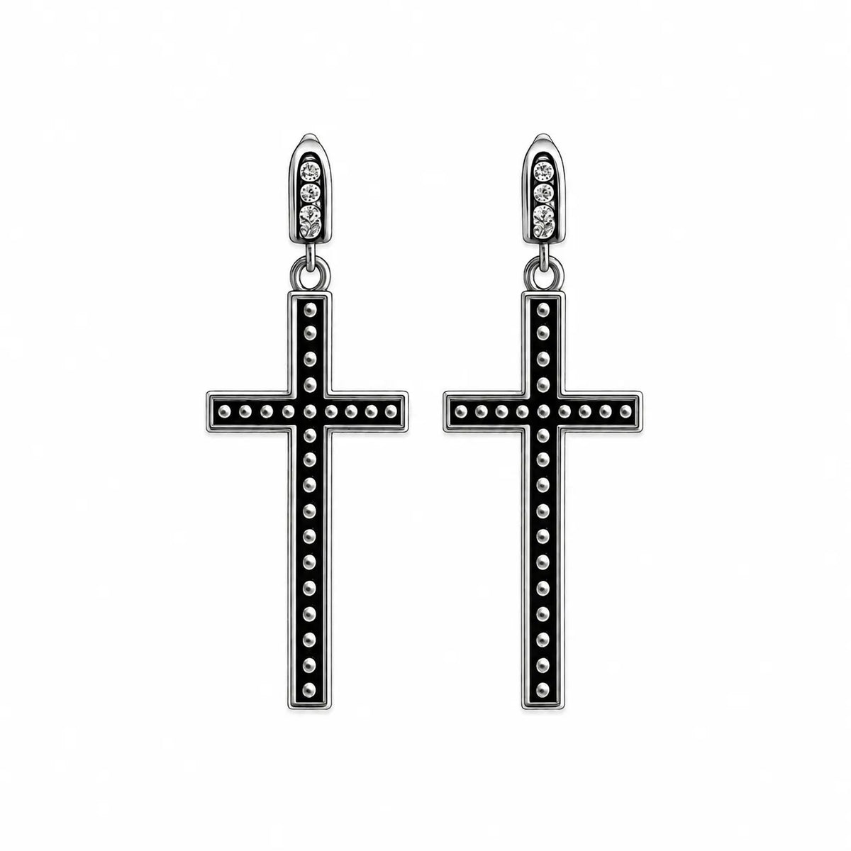 Peace & Love Black Cross Earrings