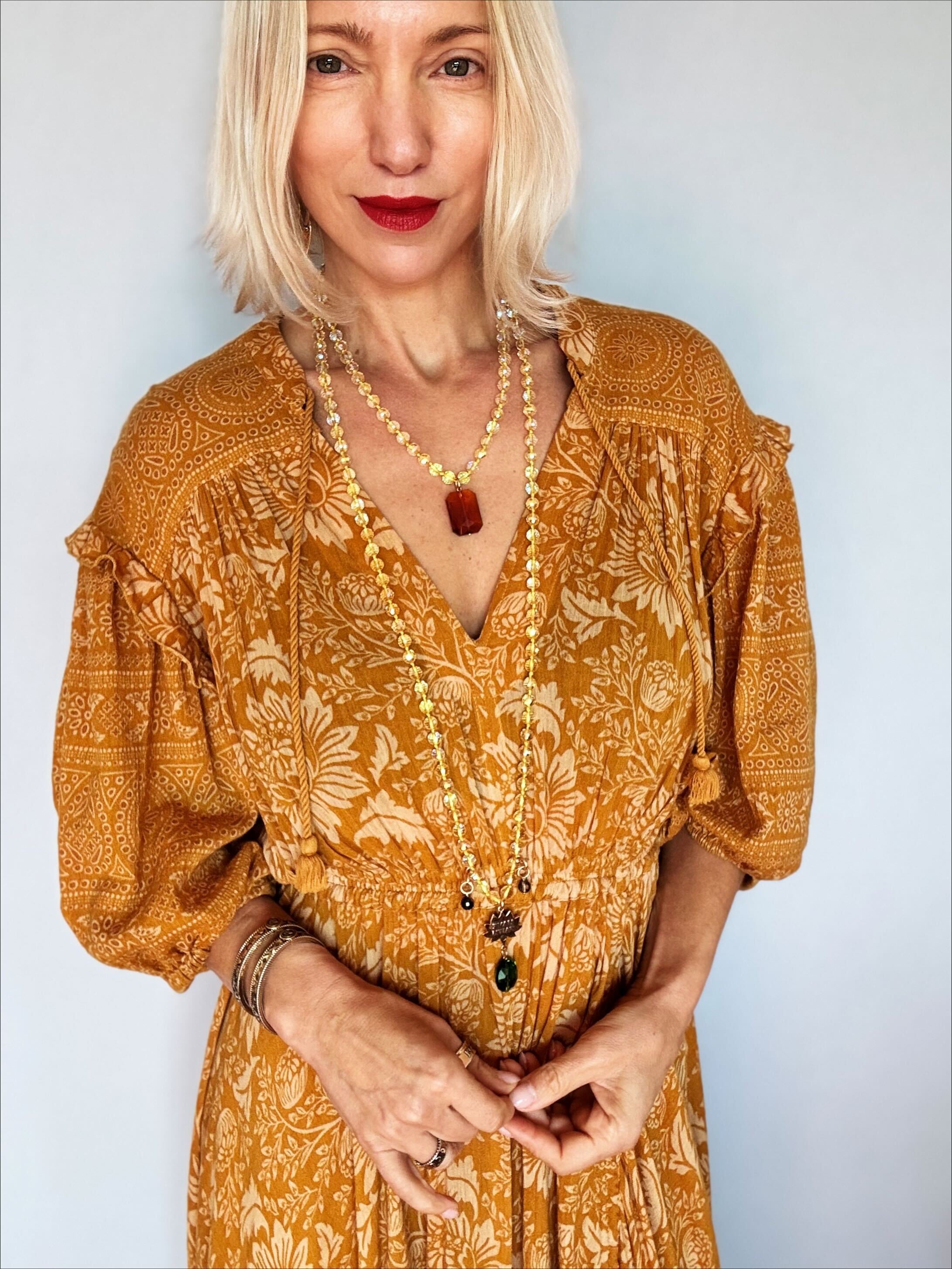 Have Faith Lotus Yellow Crystal Necklace