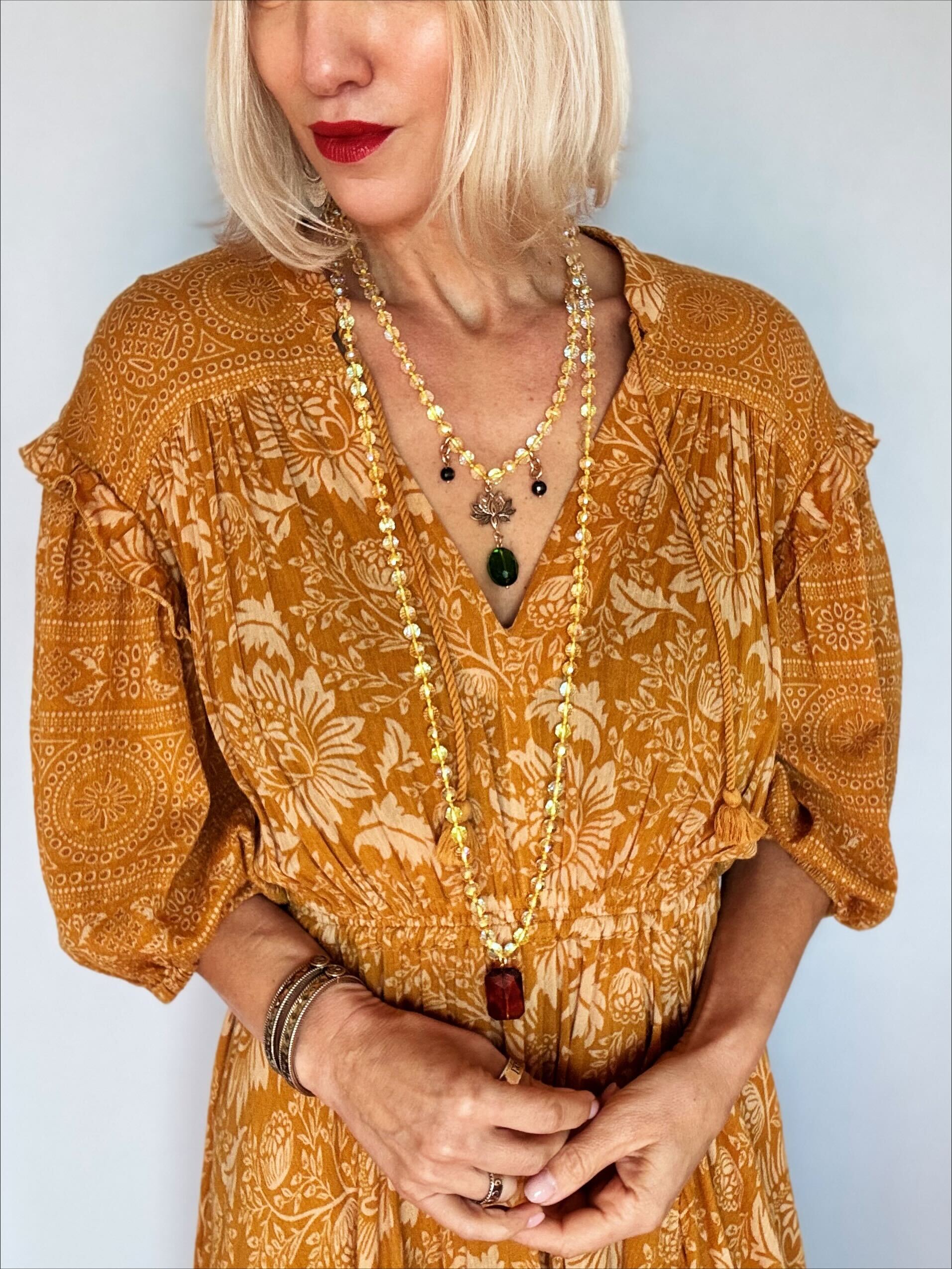 Have Faith Lotus Yellow Crystal Necklace