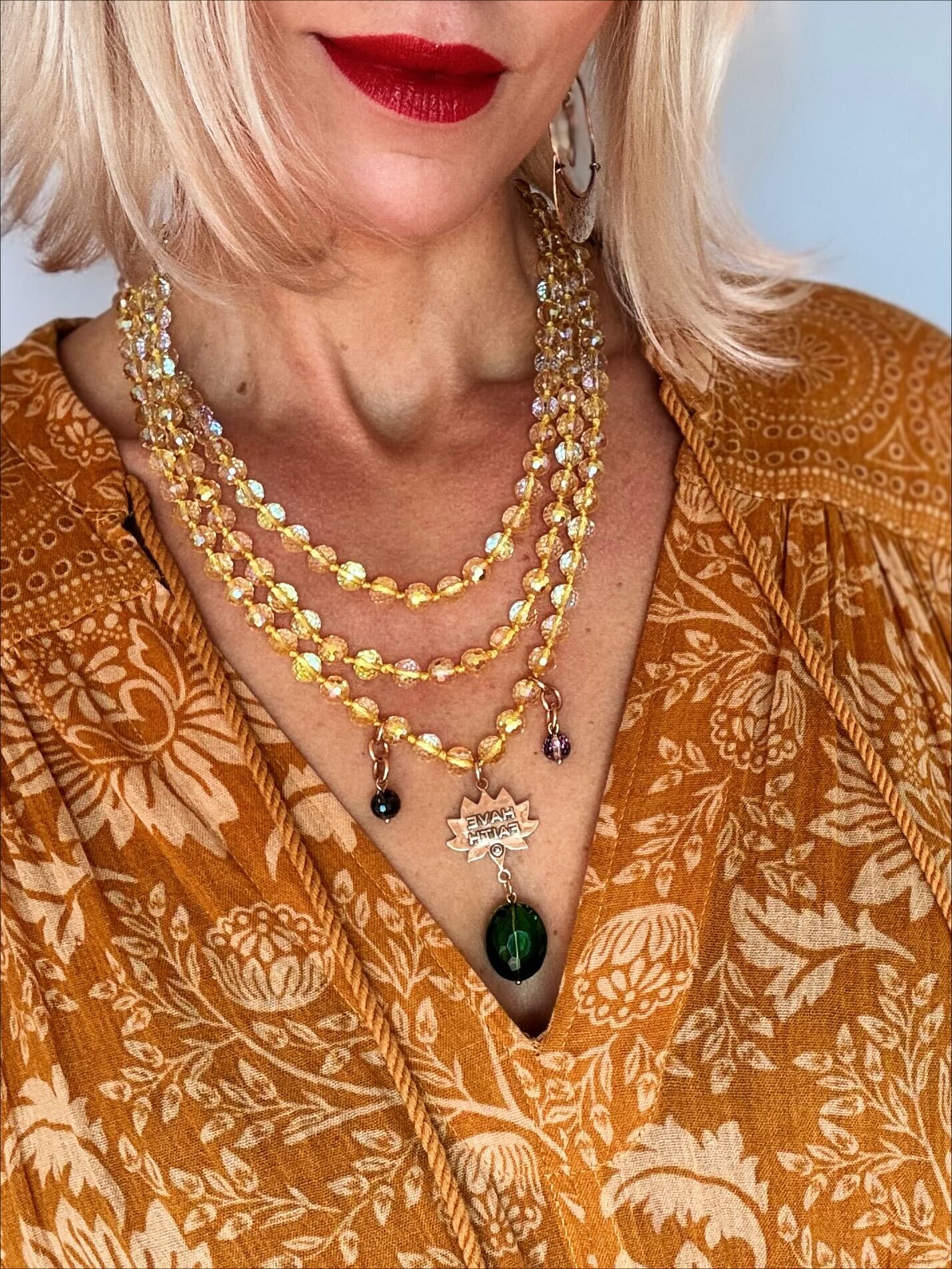 Have Faith Lotus Yellow Crystal Necklace