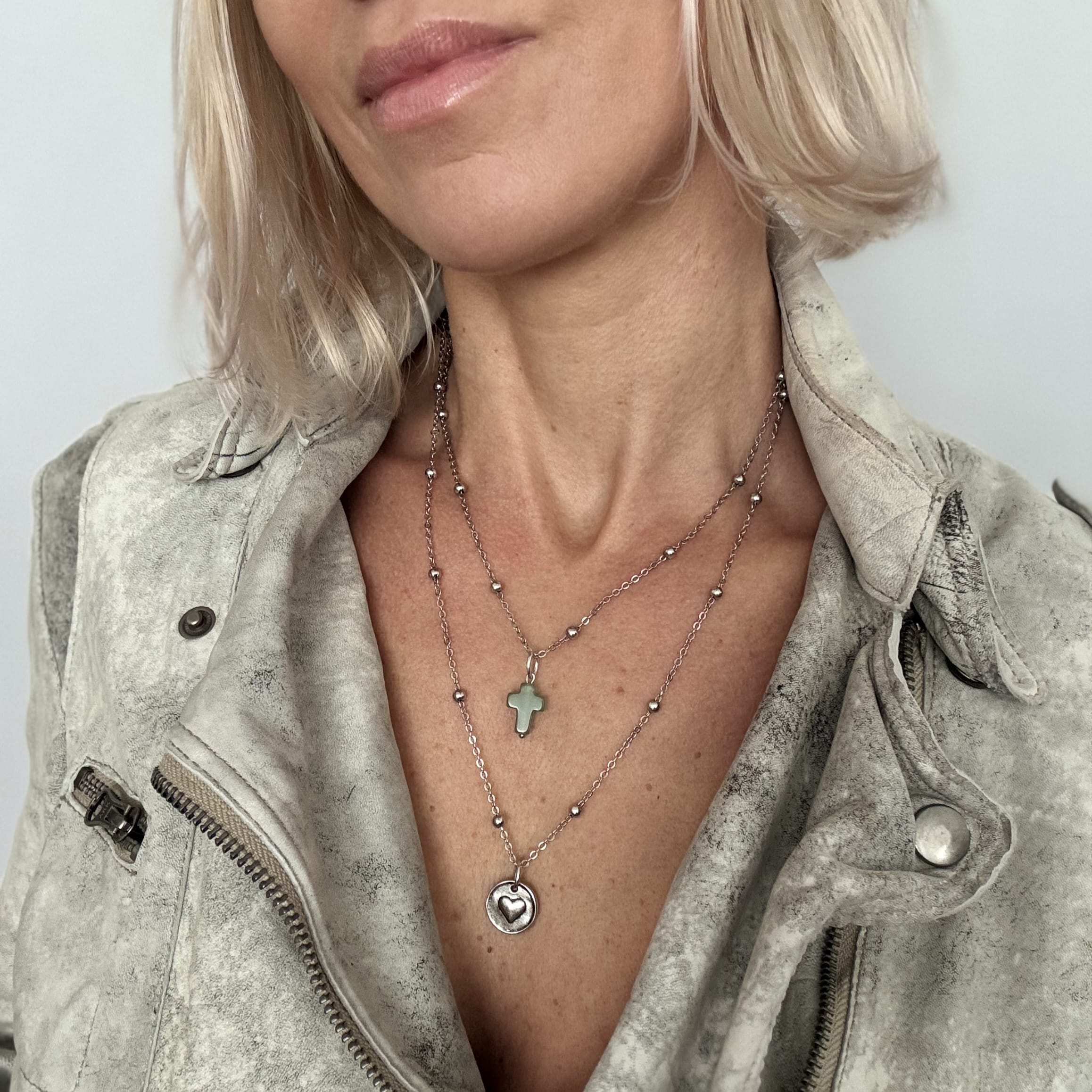 I am Safe Green Aventurine Cross Dainty