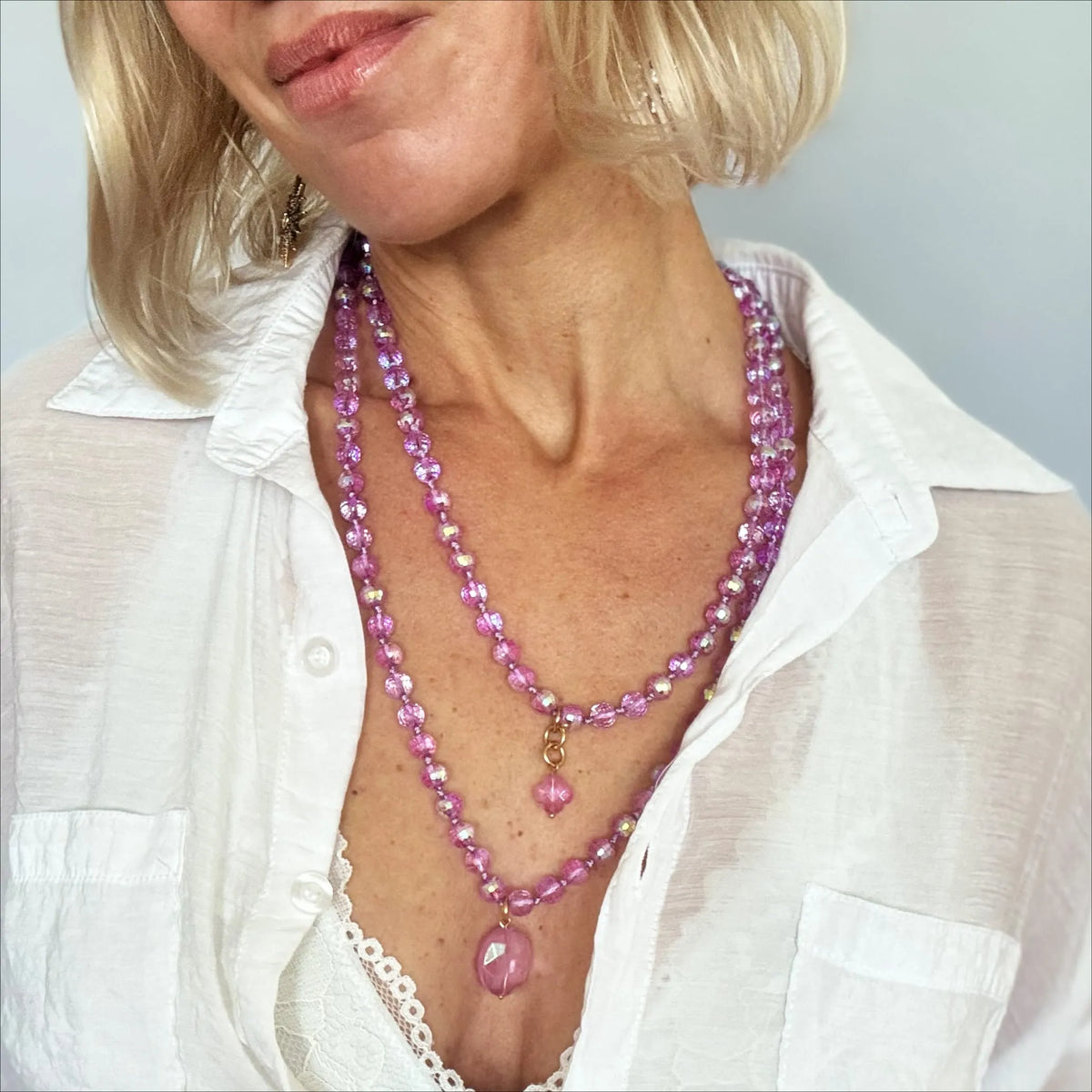 Crystal Disco Ball Layering Necklace