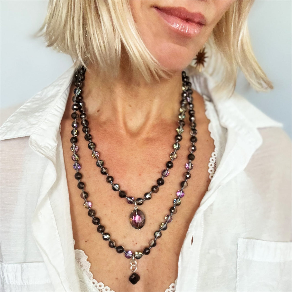 Crystal Disco Ball Layering Necklace