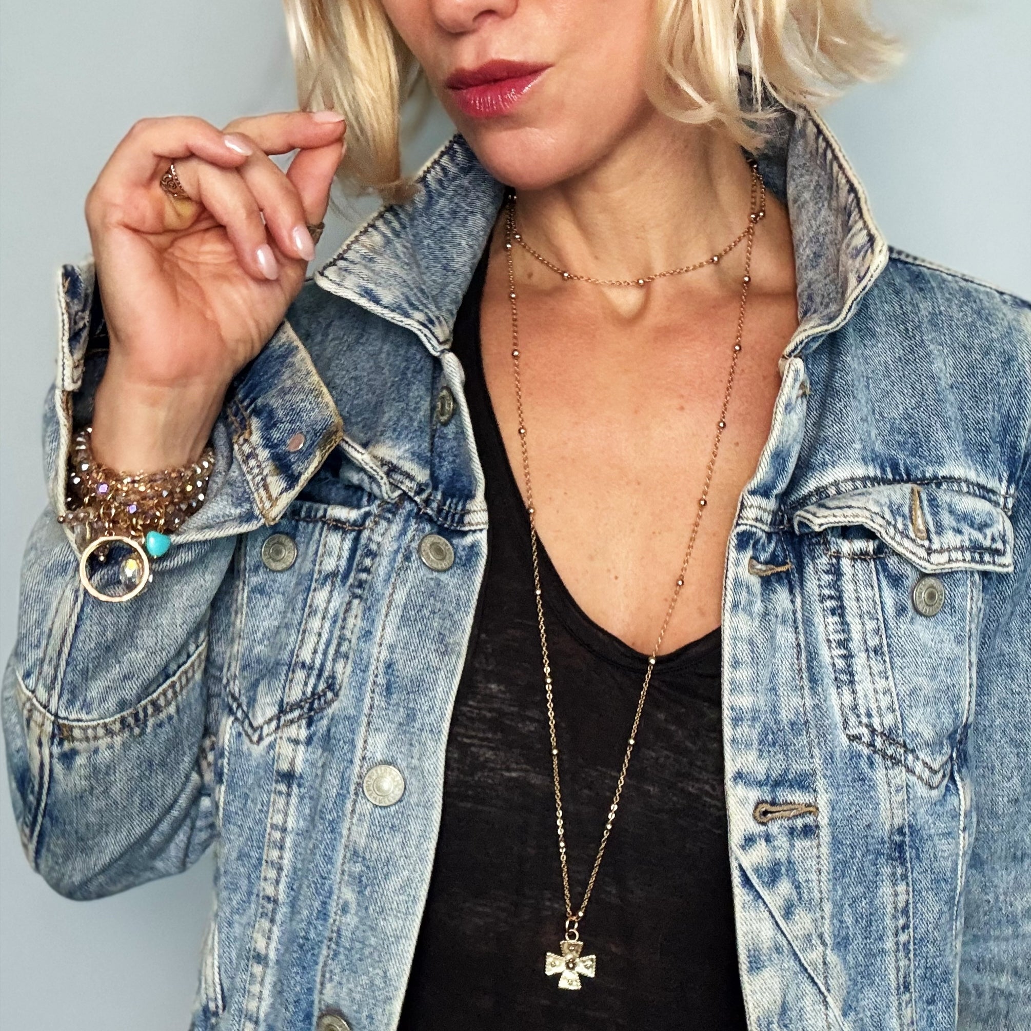 Thankful Modern Cross Dainty Necklace