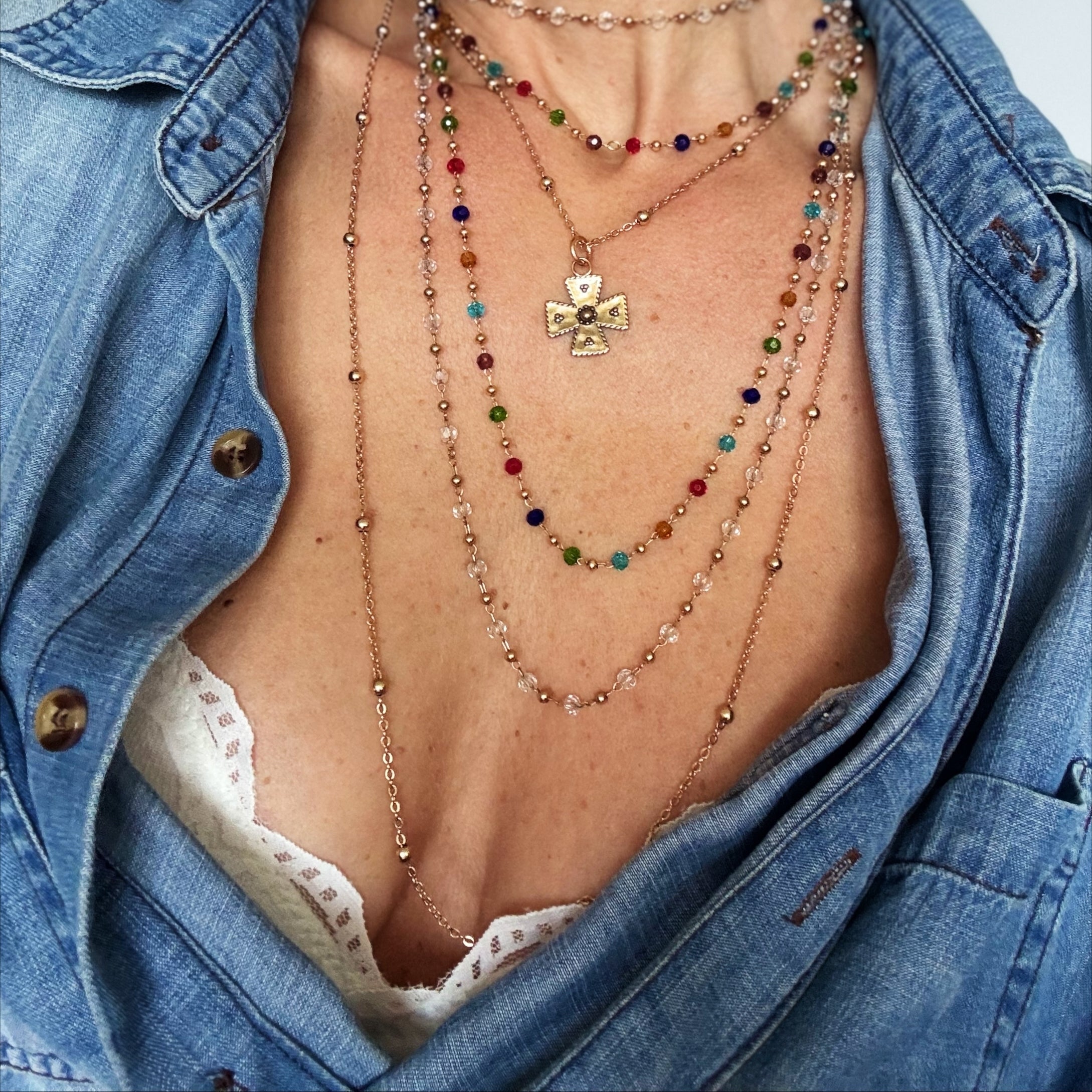 Thankful Modern Cross Dainty Necklace