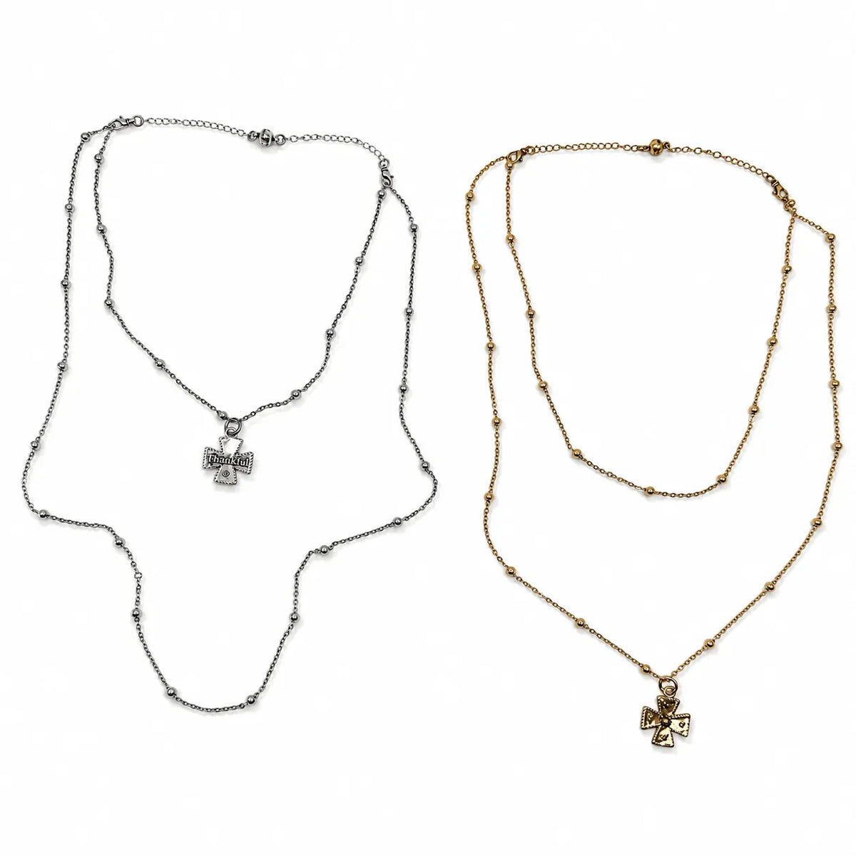Thankful Modern Cross Dainty Necklace