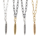Four chain necklaces in different colors with 'Unstoppable' pendants on a white background.