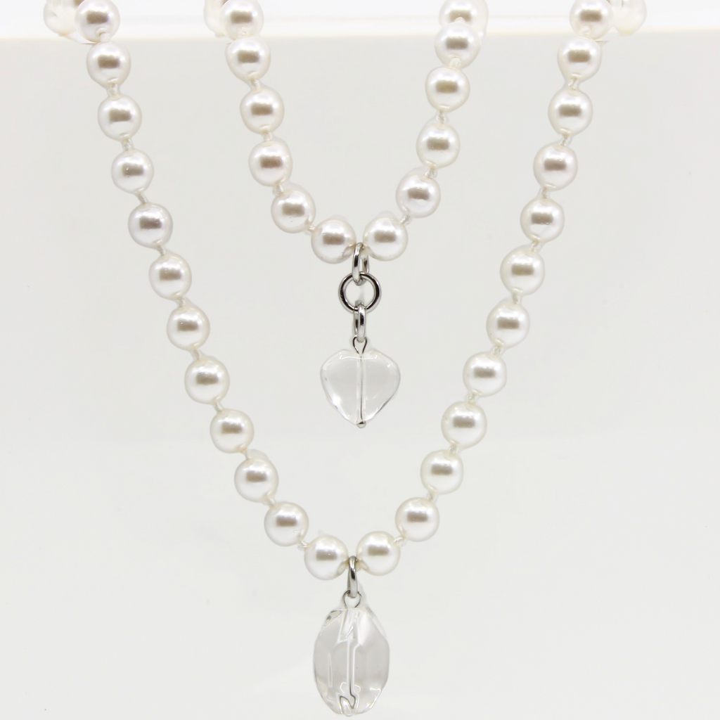 WHITE PEARLS WITH SILVER FINISH