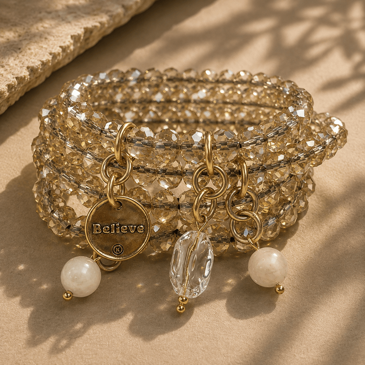 Believe Heart Crystal Boho Wrap Bracelet/Necklace