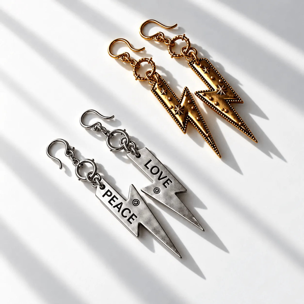 Peace & Love Lighting Bolt Earrings