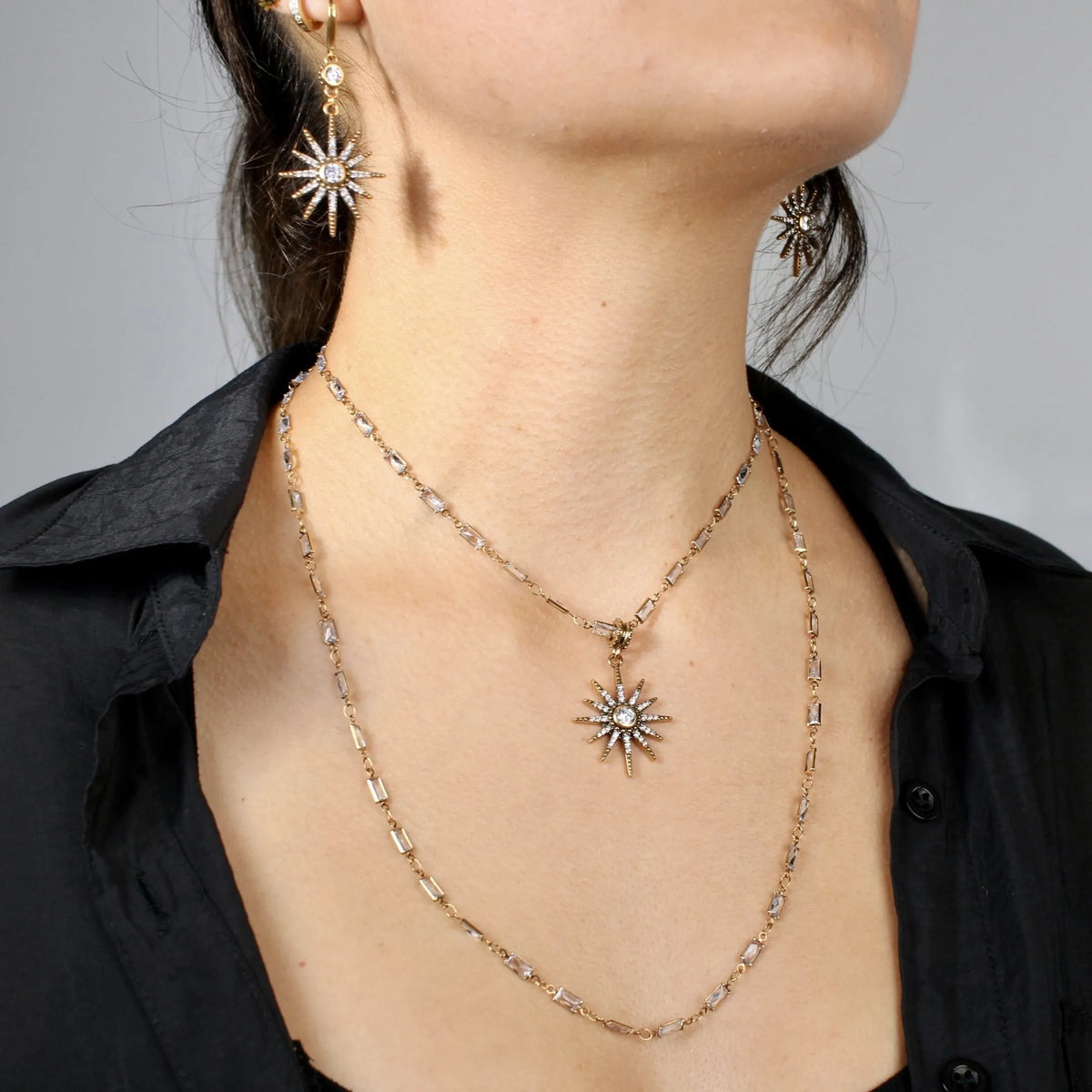Breathe Crystal Starburst Chain Necklace