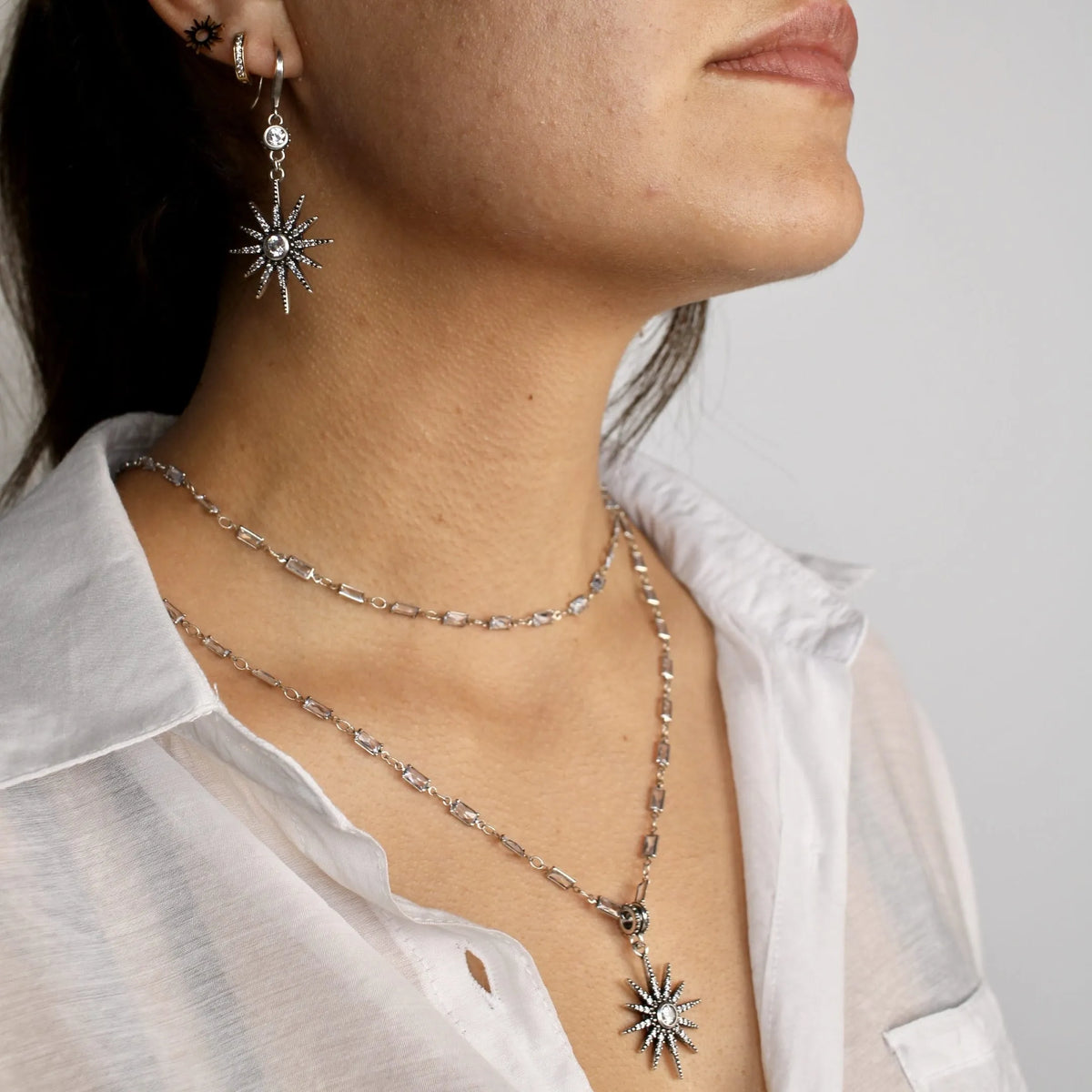 Breathe Crystal Starburst Chain Necklace