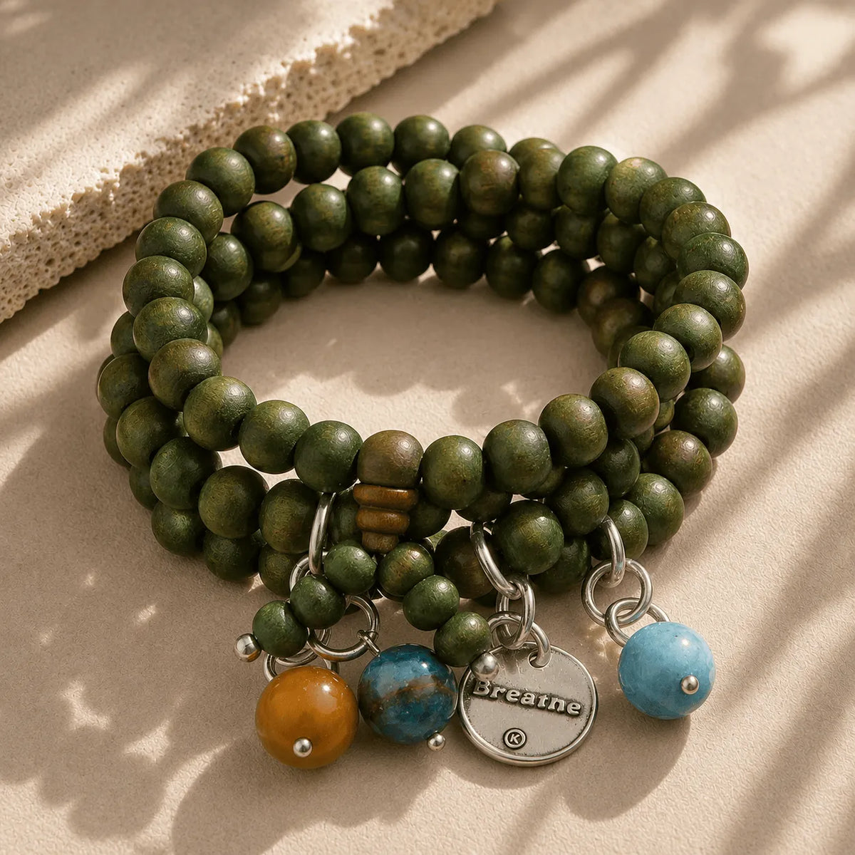 Breathe Heart Wood Boho Wrap Bracelet/Necklace