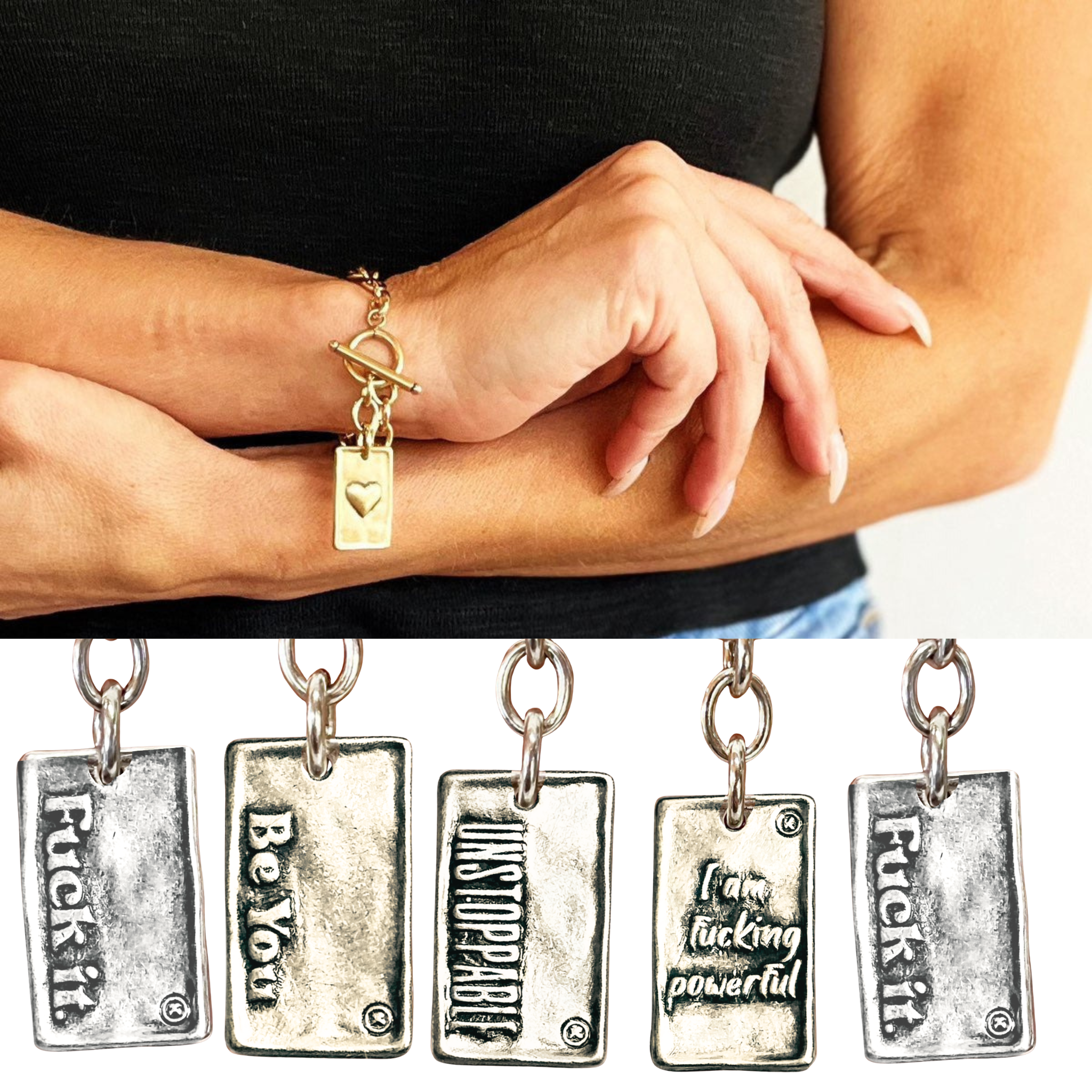 Choose Your Message Rectangle Pendant Chain Bracelet