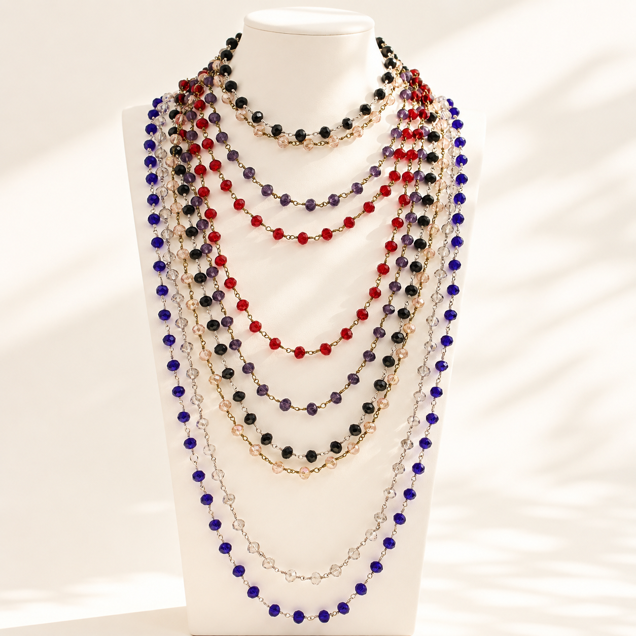 Crystal Rosary Layering Necklace