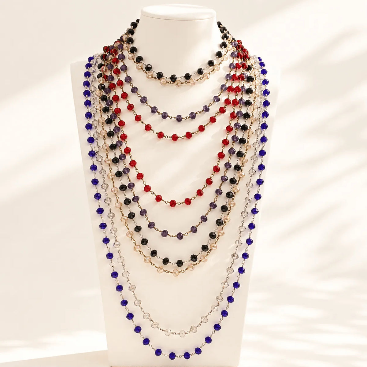 Crystal Rosary Layering Necklace