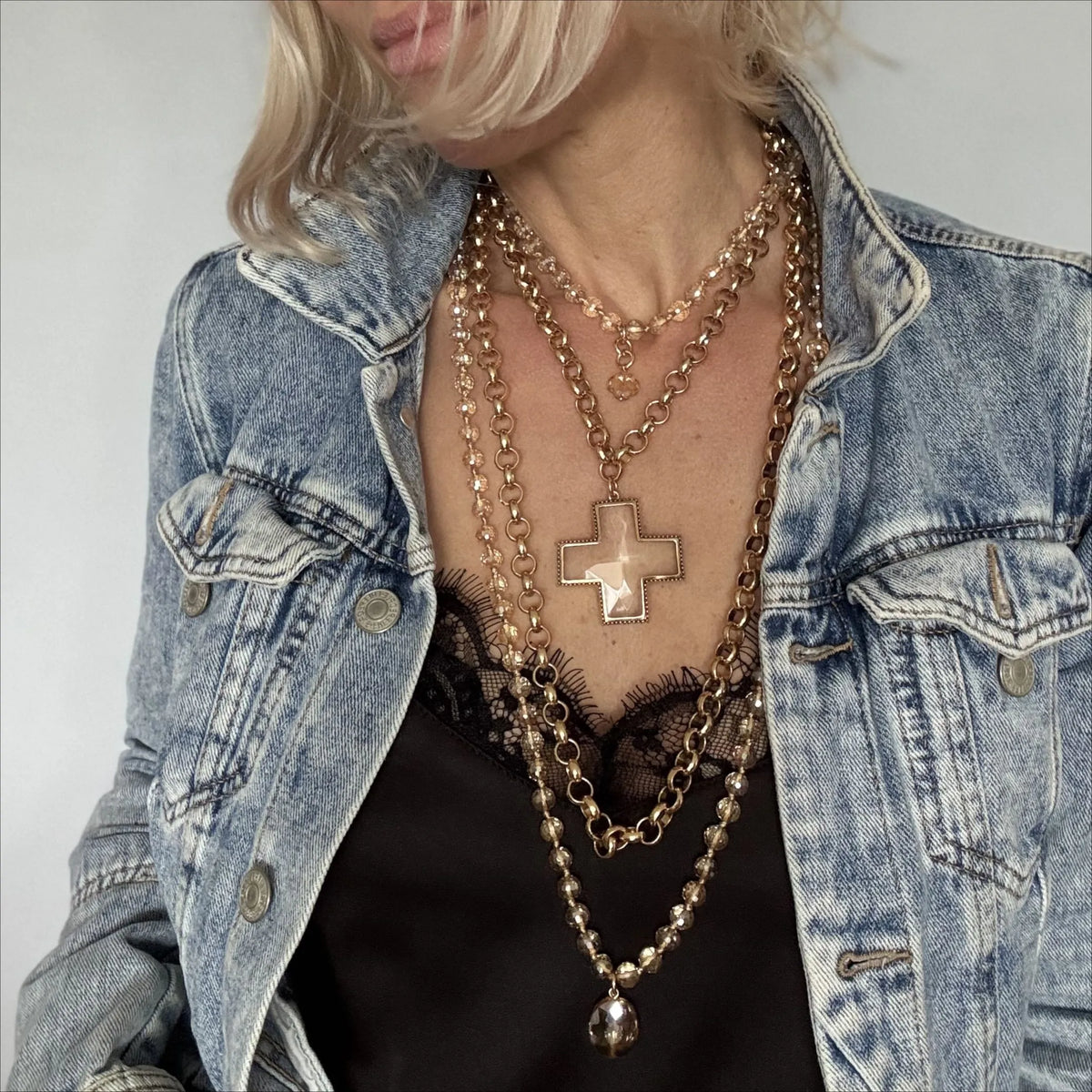 Crystal Disco Ball Layering Necklace