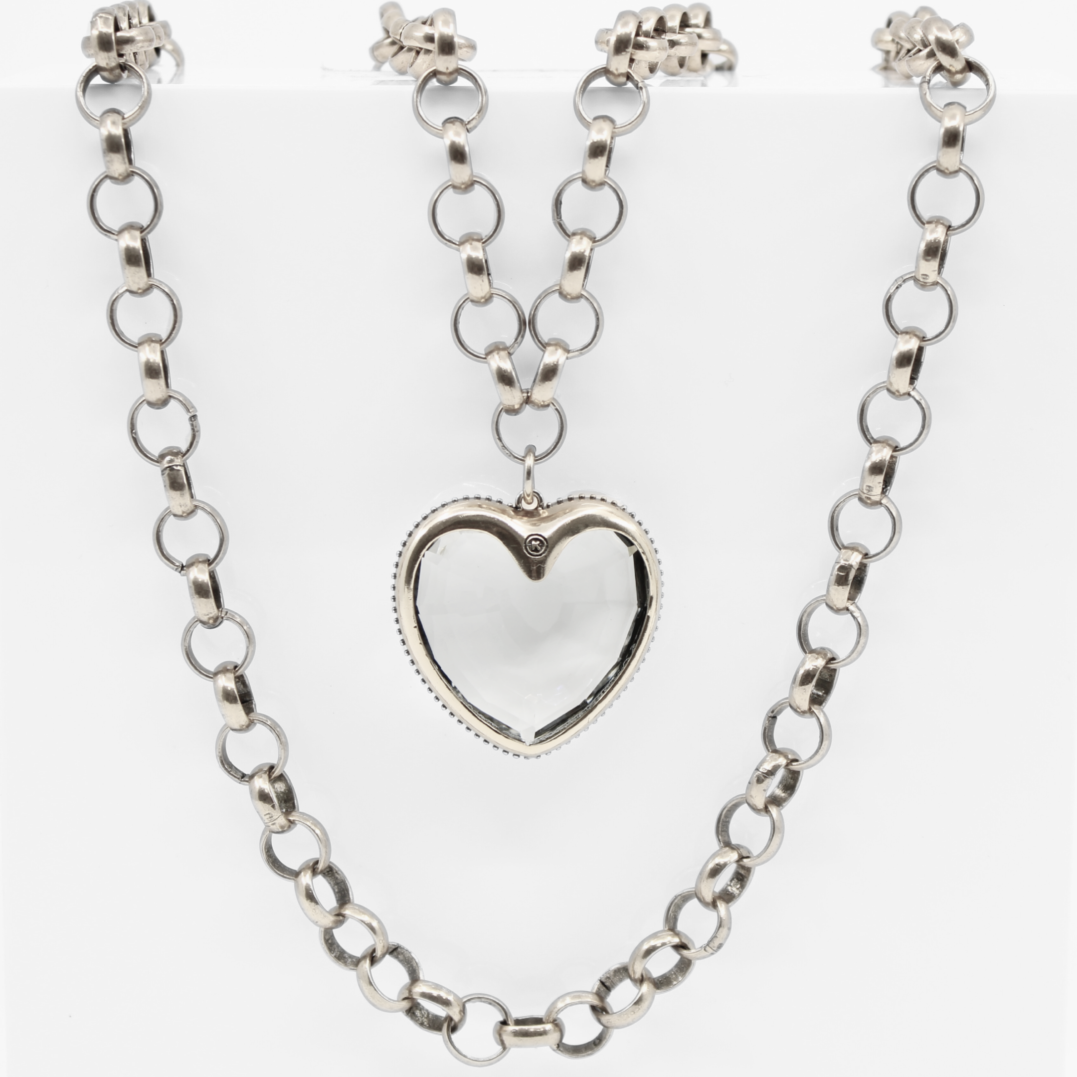 Crystal Heart Chunky Chain Layering Necklace – Katia Designs Crystal Heart Chunky Chain Layering Necklace – Katia Designs