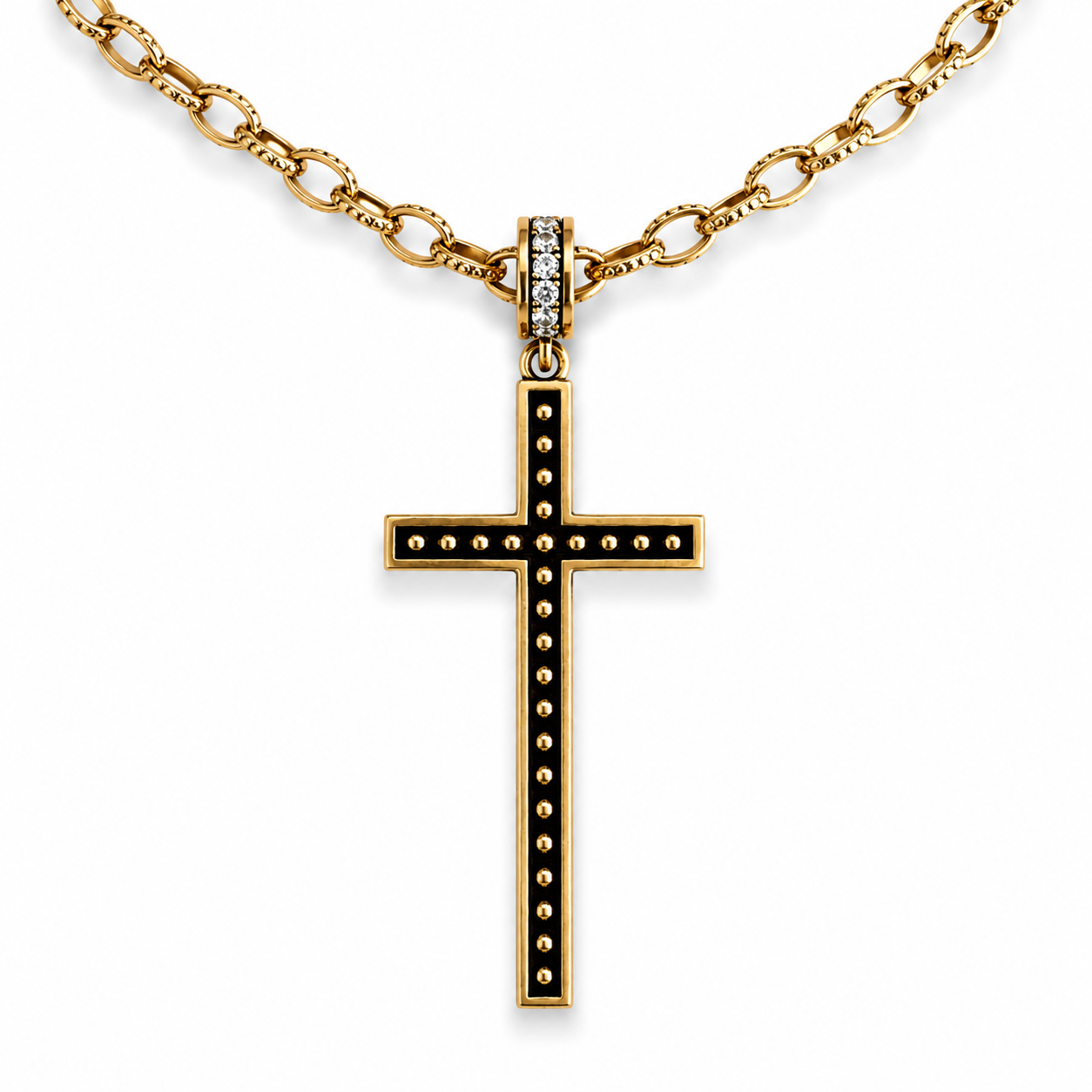 Faith Over Fear Black Cross Adjustable Necklace