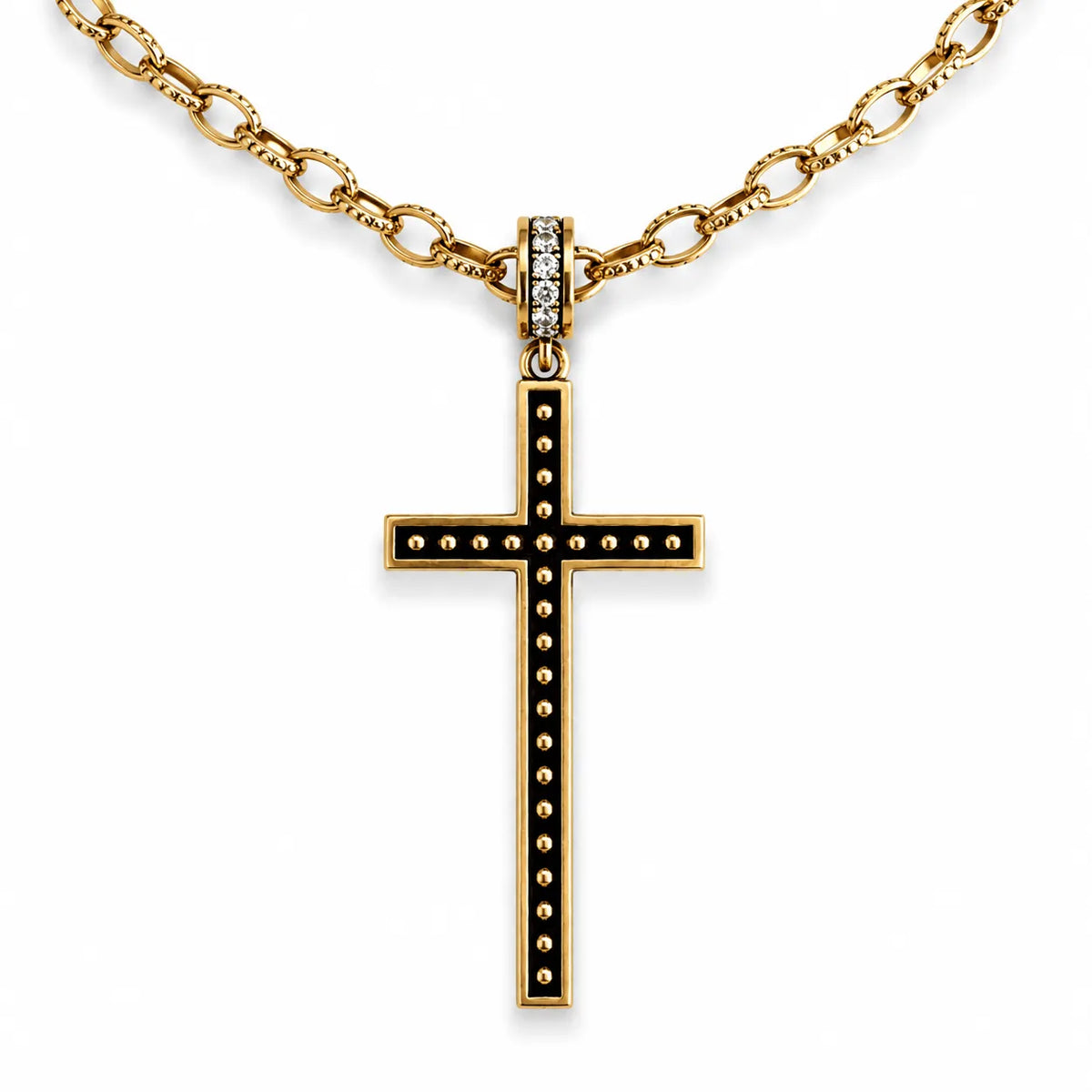 Faith Over Fear Black Cross Adjustable Necklace
