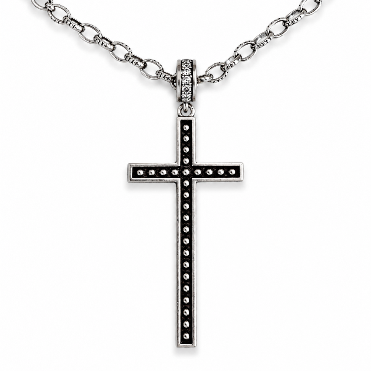 Faith Over Fear Black Cross Adjustable Necklace