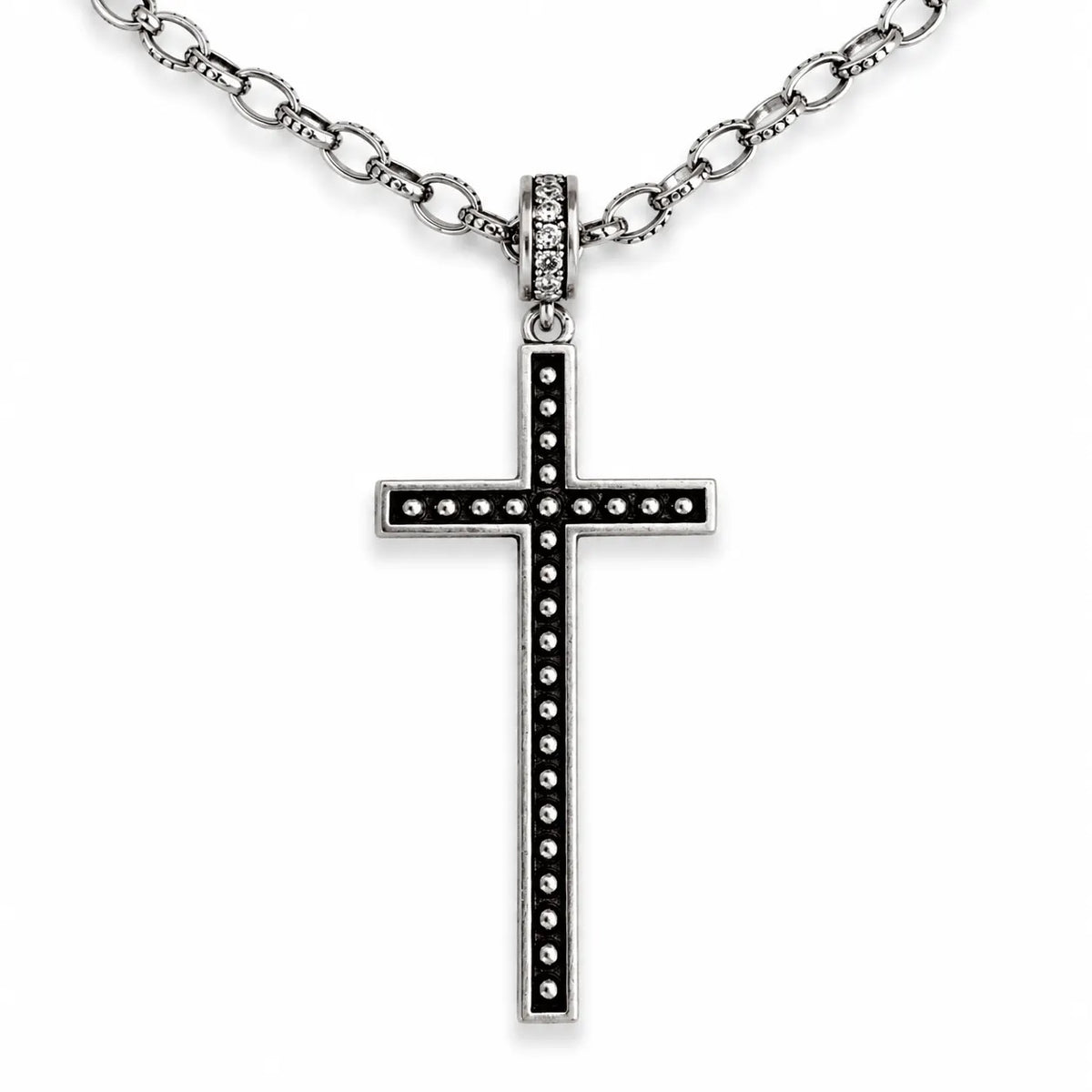 Faith Over Fear Black Cross Adjustable Necklace