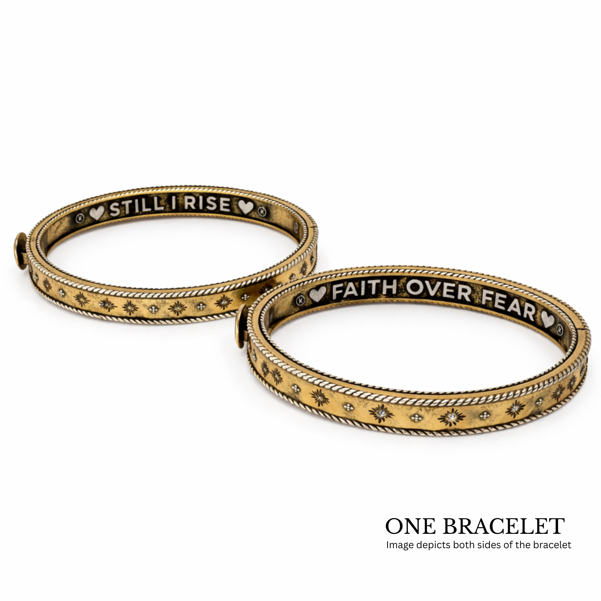 Faith Over Fear Still I Rise Affirmation Bangle Bracelet