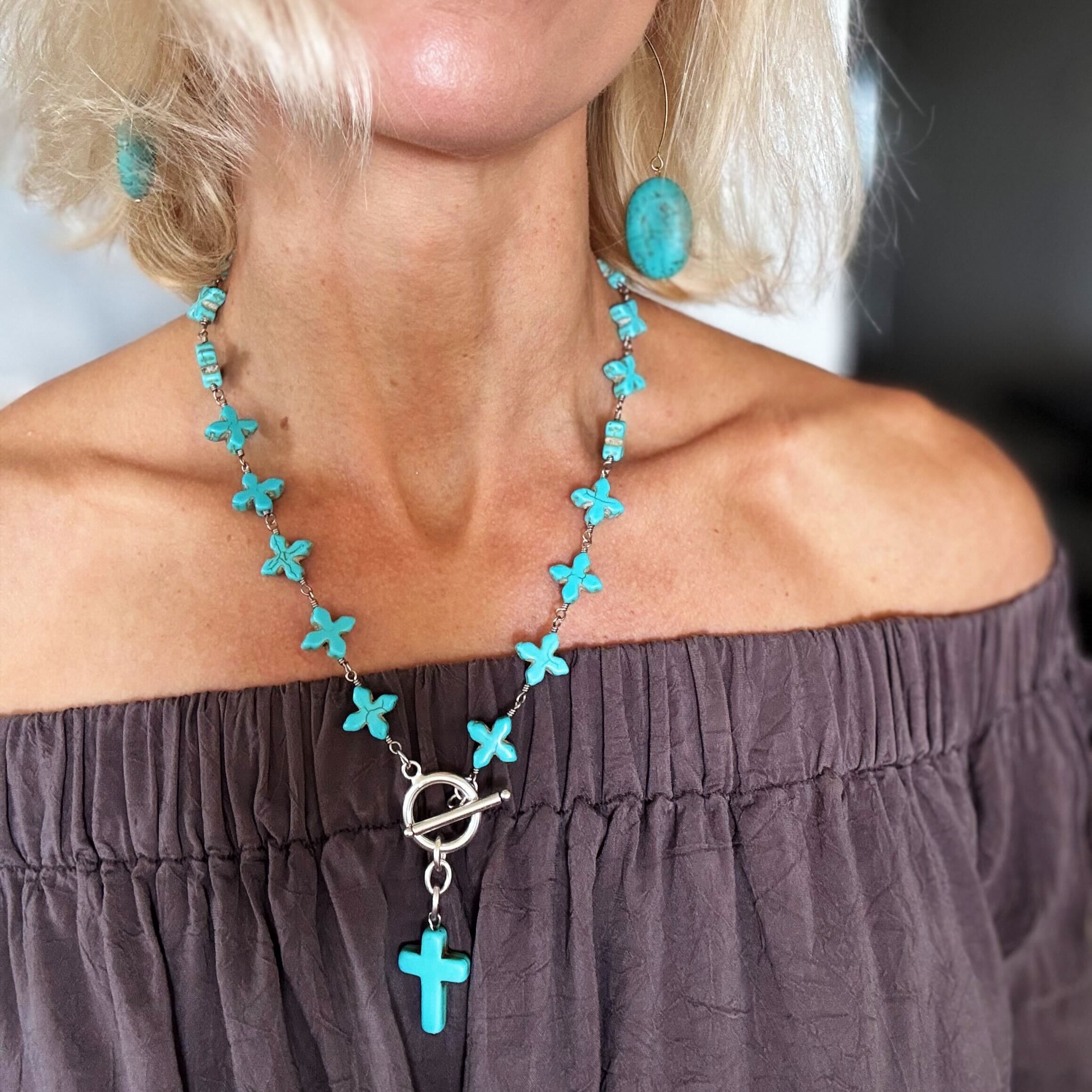 Howlite Cross Rosary Choker Limited Edition Necklace – Katia Designs