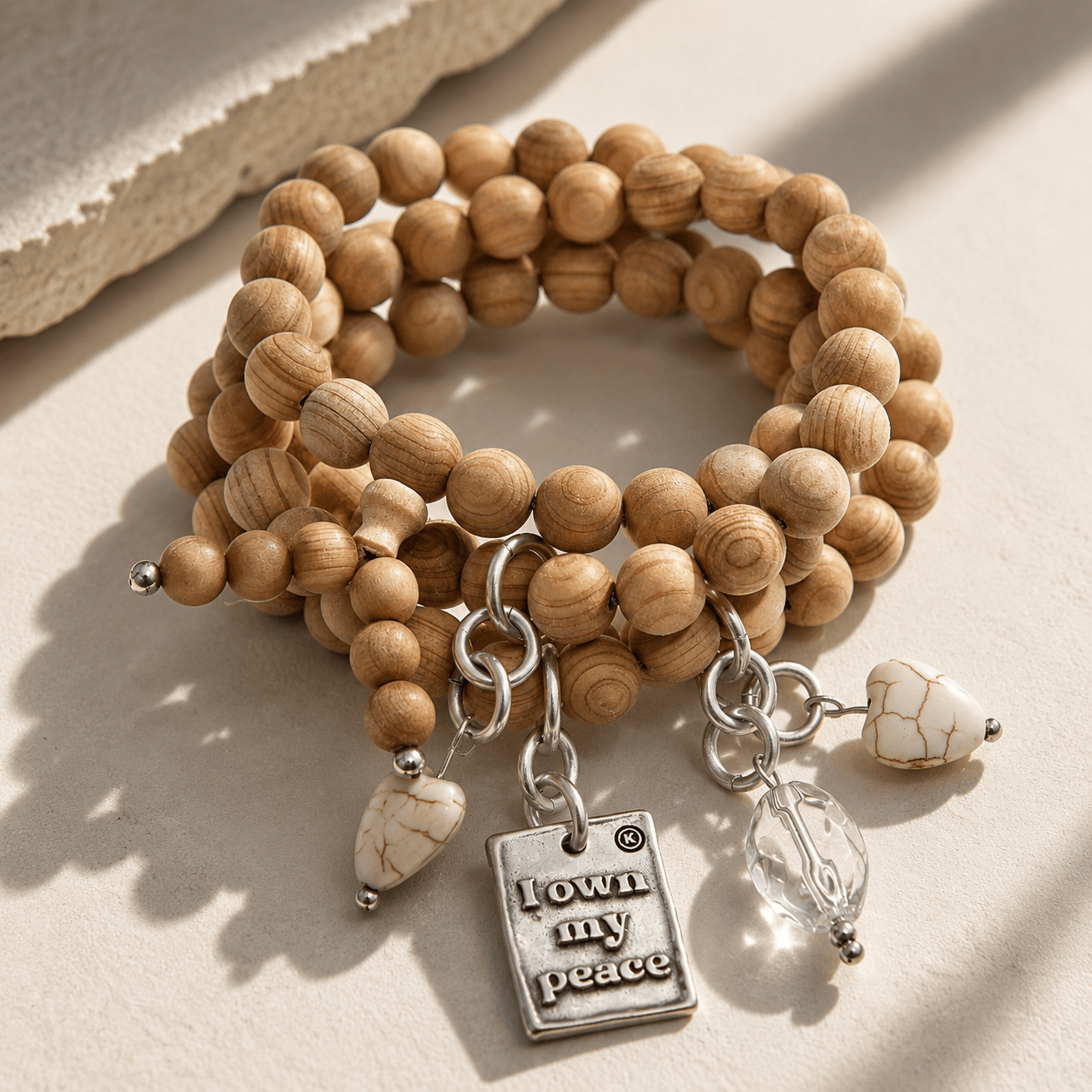 I Own My Peace Heart Wood Boho Wrap Bracelet/Necklace