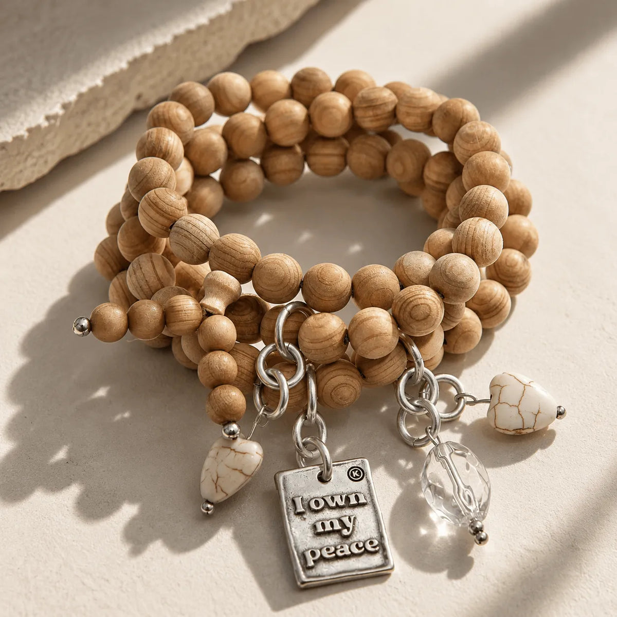 I Own My Peace Heart Wood Boho Wrap Bracelet/Necklace