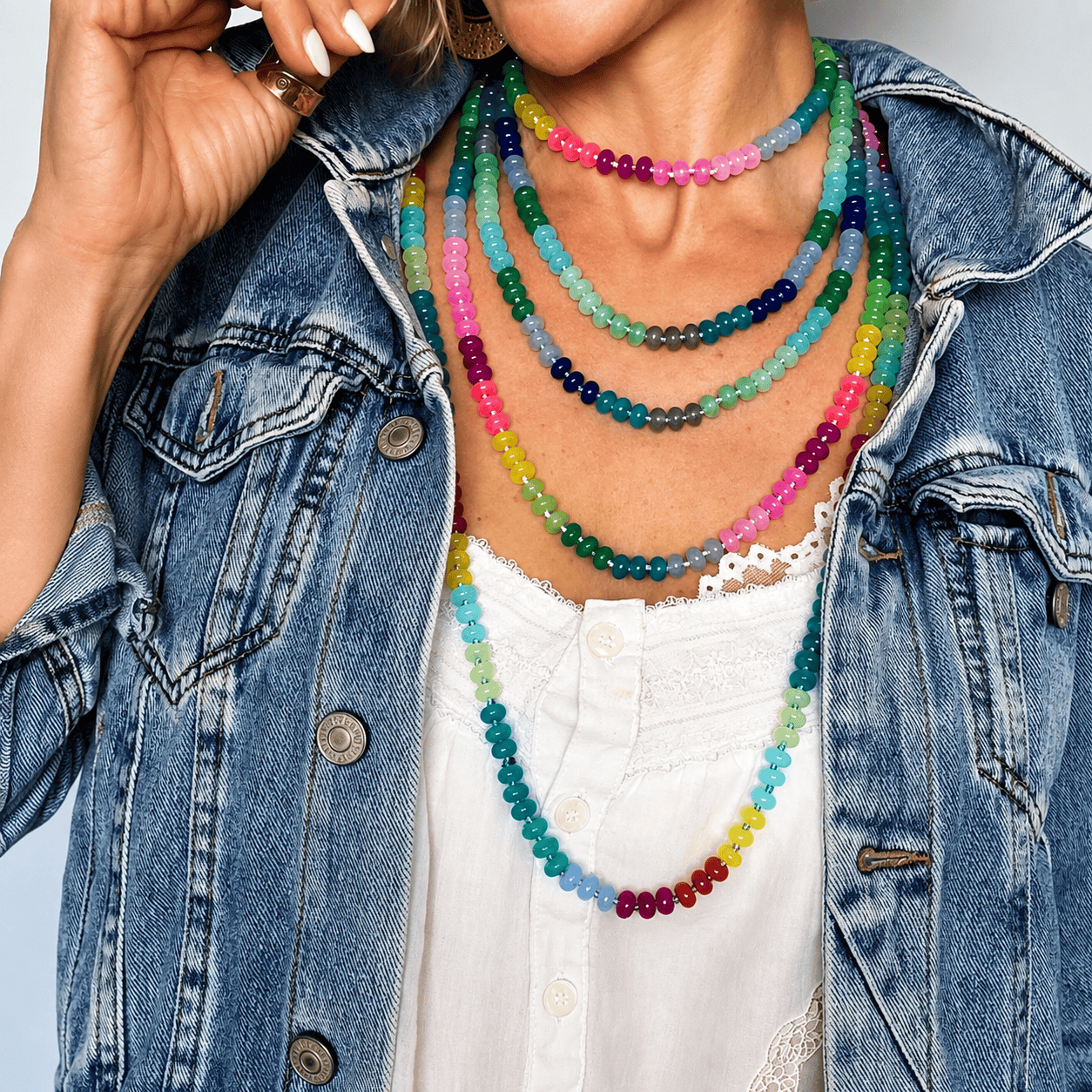 Live Colorfully Beaded Multicolored Layering Necklace
