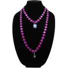 Magenta Purple howlite beads
(1x) 18x26mm rectangular sunset crystal and (1x) 12x16mm teal AB crystal on black bust