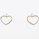 A pair of open heart earrings with textured edges and gold French ear wires. The earrings are set against a plain white background, highlighting their simple, elegant design.