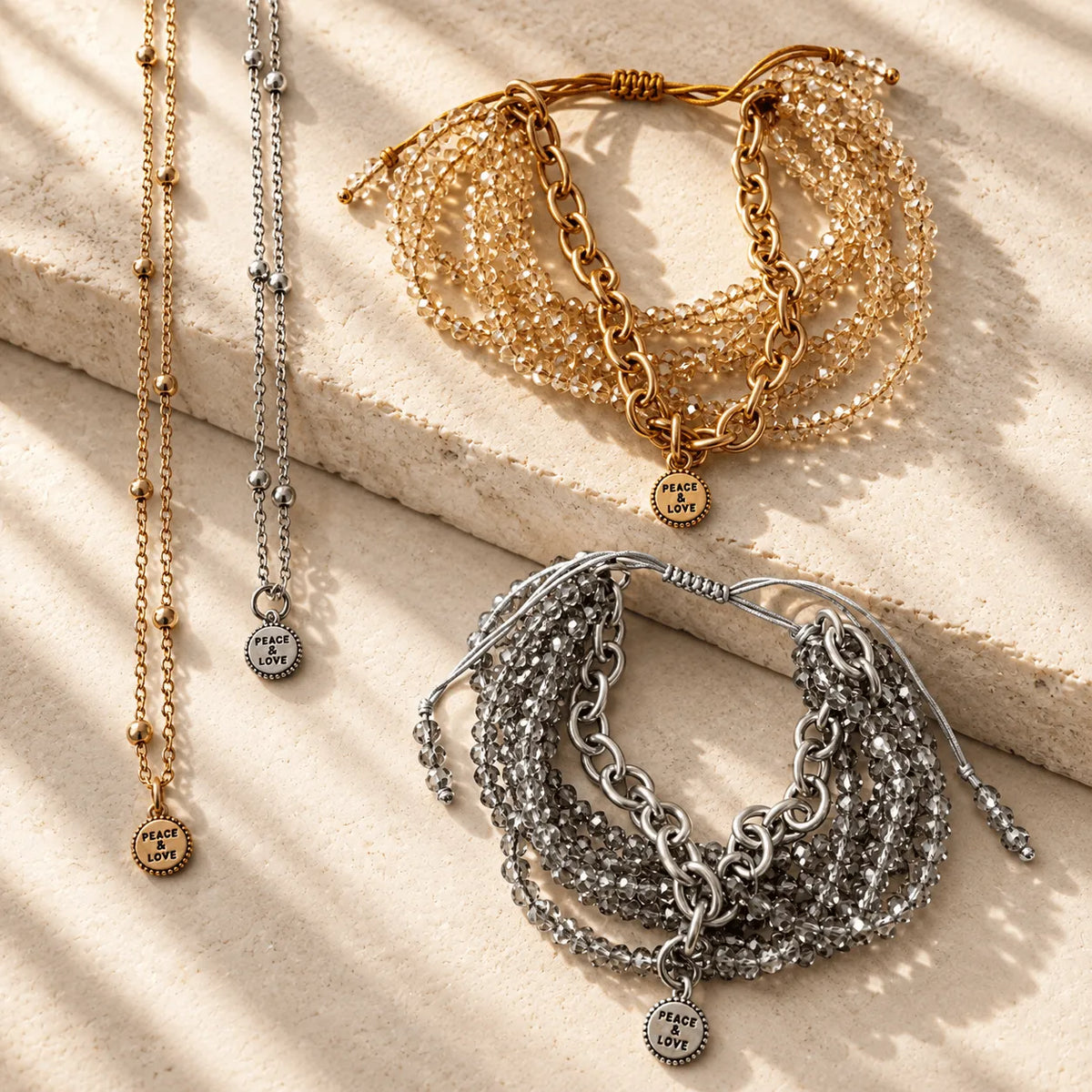 Peace & Love Multistrand Bracelet