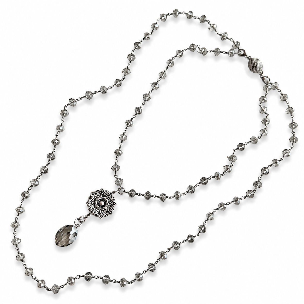 Today I Will Not Stress Over Things I Can't Control Flower Rosary Necklace