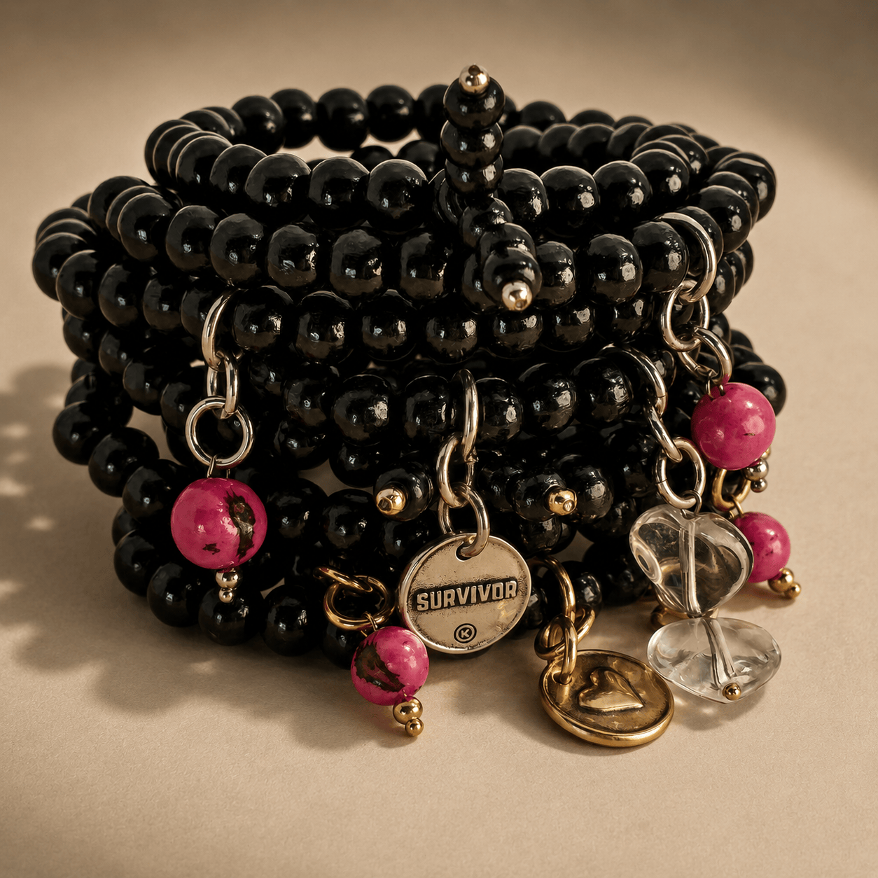Survivor Heart Wood Boho Wrap Bracelet/Necklace